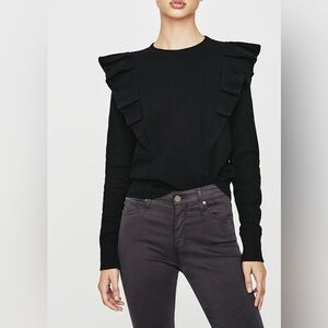 NWT Ag Adriano Goldschmied Black Ruffled Sweatshirt